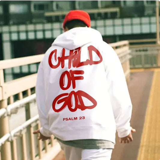 Child of God Cotton Hoodie with Graphic Back.