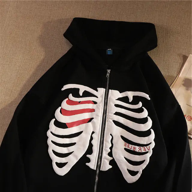 Skeleton Print Hoodie.