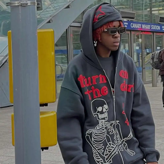 Skeleton Hoodie Zip Up Sweatshirts.