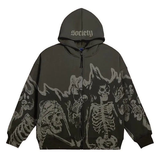 Women's Skeleton Print Hoodies.