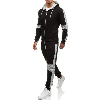 Color Block Men's Hoodie and Jogger Set for Sports.