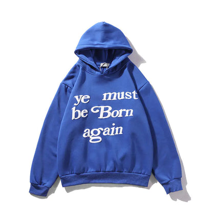 Born Again - Letter Foam Print Hoodie and Fleece Sweater for All