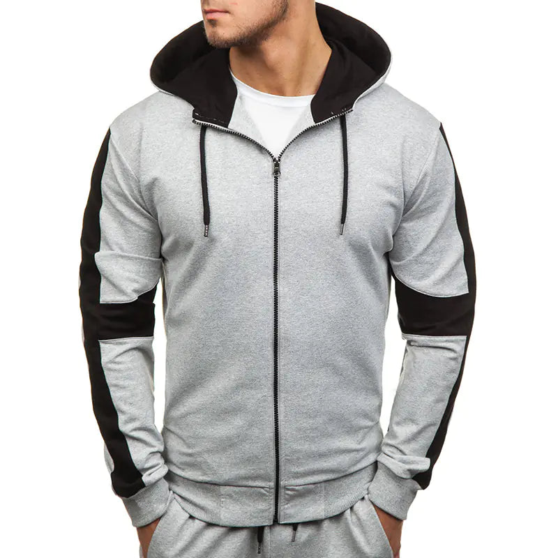 Color Block Men's Hoodie and Jogger Set for Sports.