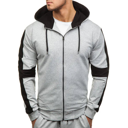 Color Block Men's Hoodie and Jogger Set for Sports.