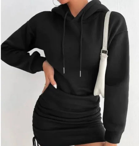 Cozy Hood Long Sleeve Dress.