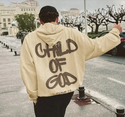 Child of God Cotton Hoodie with Graphic Back.