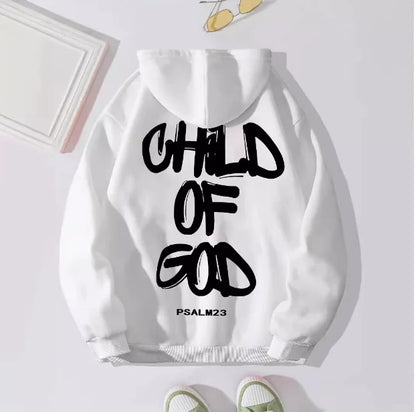 Child of God Cotton Hoodie with Graphic Back.