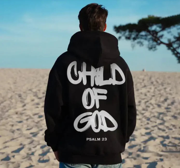 Child of God Cotton Hoodie with Graphic Back