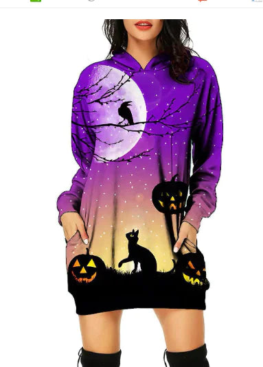 Women’s Halloween Print Dress | Spooky Party Outfit