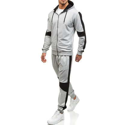 Color Block Men's Hoodie and Jogger Set for Sports.