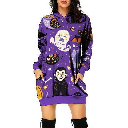 Women’s Halloween Print Dress | Spooky Party Outfit