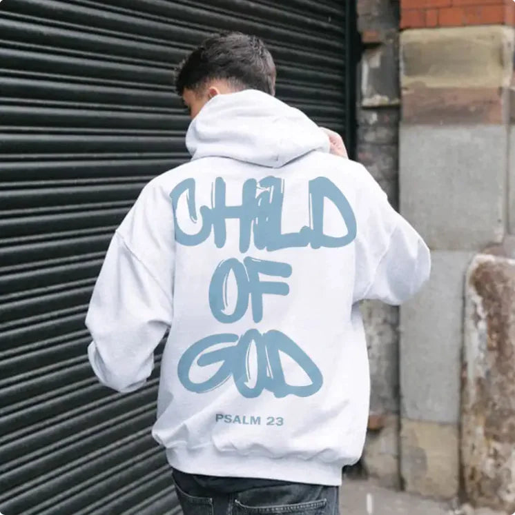 Child of God Cotton Hoodie with Graphic Back.